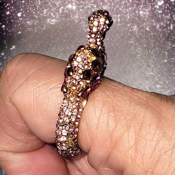 Unusual 3D Flamingo pink gems hook fashion ring - Picture 5 of 7